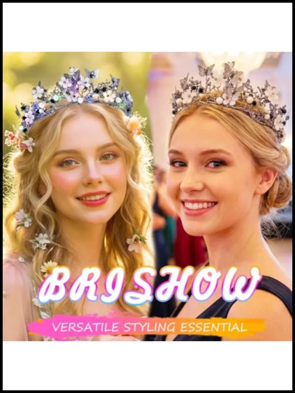 Butterfly Tiara Fairy Crown Crystal Alloy Headpiece for Women Party Cosplay